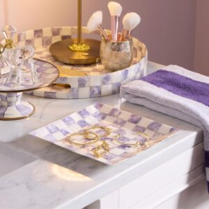 Violet Check Capiz Catchall Tray