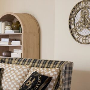 Farmhouse Wall Clock – Mocha Check, Small