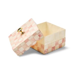 Violet Check Capiz Scalloped Box – Rosy Check