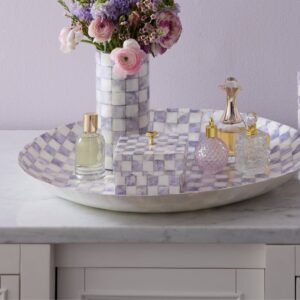 Violet Check Capiz Scalloped Box