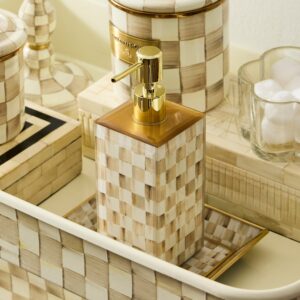 Mocha Check Glass Bath Collection – Mocha Check, Soap Pump