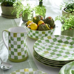 Black Check Serving Bowl – Green