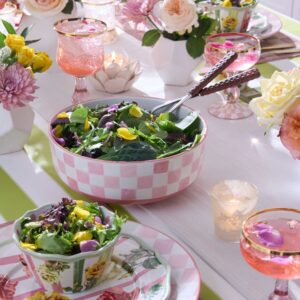 Black Check Serving Bowl – Pink