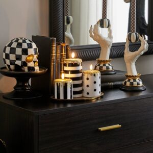 Courtly Illuminated Stripe & Dot Candles, Set of 3
