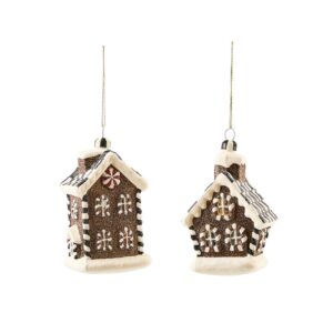 Gingerbread Glass House Ornaments, Set of 2