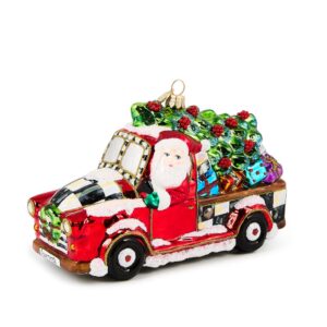 Santa’s Hitting the Road Glass Ornament