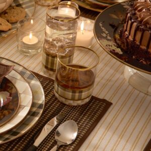 Tartan Mocha Glassware, Set of 4 – Mocha Tartan, Tumbler Glass, Set of 4