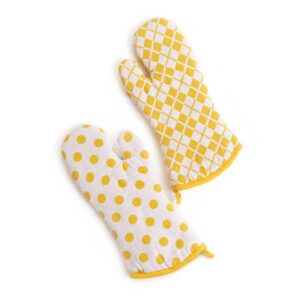 Argyle Oven Mitts – Yellow – Set of 2
