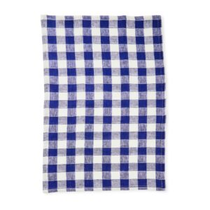 Green Check Linen Dish Towel – Navy