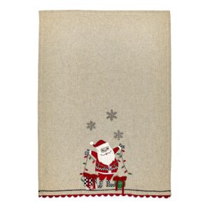 Santa with Tree Lights Embroidered Dish Towels, Set of 2