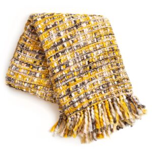 Golden Yellow Basket Weave Throw