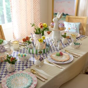 Courtly Check & Stripe Table Runner – Violet Check