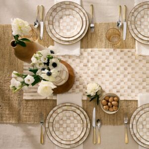 Courtly Check & Stripe Table Runner – Mocha Check