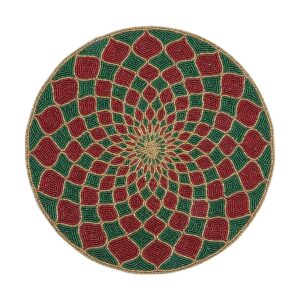 Kaleidoscope Red & Green Beaded Placemat