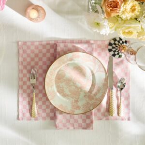 Black Check Napkin, Set of 4 – Pink
