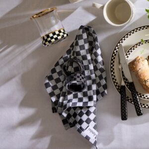 Black Check Napkin Rings, Set of 4