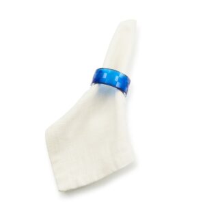 Black Check Napkin Rings, Set of 4 – Navy