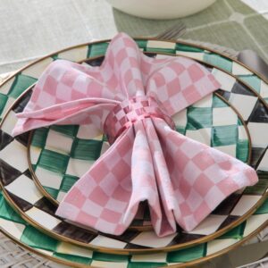 Black Check Napkin Rings, Set of 4 – Pink