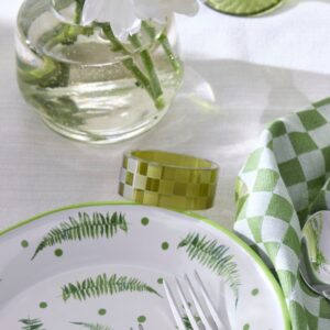 Black Check Napkin Rings, Set of 4 – Green