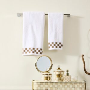 Towel with Check Border – Mocha, Bath Towel