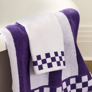 Towel with Check Border – Plum, Bath Towel