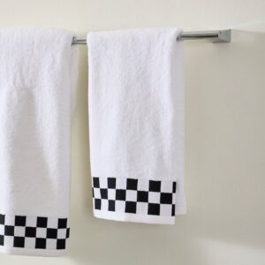 Towel with Check Border – Black, Hand Towel