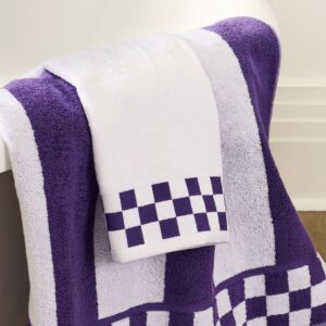 Towel with Check Border – Plum, Hand Towel