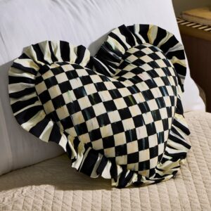 Courtly Heart Throw Pillow with Ruffle – Courtly Check