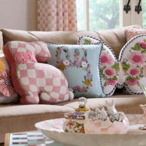 Floral Bunny Embroidered Throw Pillow