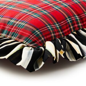 Red Tartan & Stripe Ruffle Pillow – Red Tartan, Lumbar Pillow