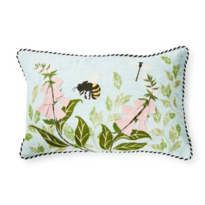 Floral & Bee Throw Pillow