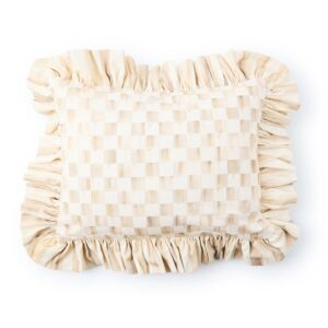 Check Ruffle Pillow – Mocha Check, Lumbar Pillow