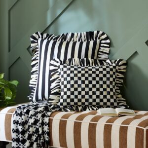 Check Ruffle Pillow – Courtly Stripe, Square Pillow