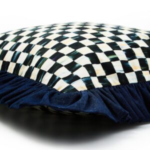 Courtly Check with Denim Ruffle Pillow – Courtly Check, Square Pillow