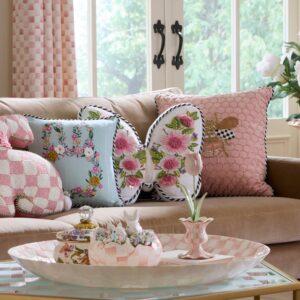 Butterfly Shaped Floral Throw Pillow