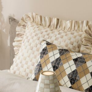 Check Ruffle Pillow – Mocha Check, Square Pillow