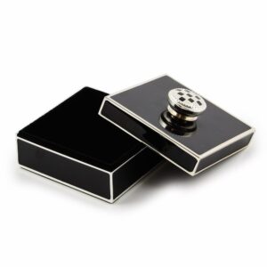 Black Silver Plated Trinket Box with Check Knob
