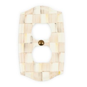 Mocha Check Switch Plate – Mocha Check, Double Outlet Cover