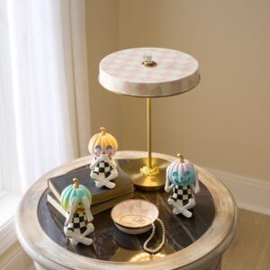 Courtly Check LED Rechargeable Disk Table Lamp – Rosy Check