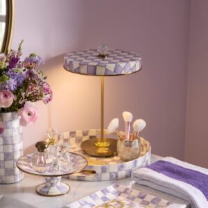 Courtly Check LED Rechargeable Disk Table Lamp – Violet Check