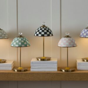 Sterling Check LED Rechargeable Dome Table Lamp – Courtly Check