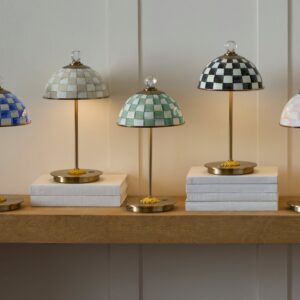 Sterling Check LED Rechargeable Dome Table Lamp – Emerald Check