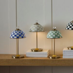 Sterling Check LED Rechargeable Dome Table Lamp – Mocha Check