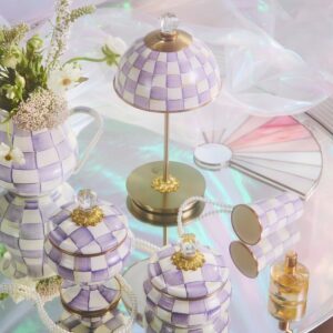 Sterling Check LED Rechargeable Dome Table Lamp – Violet Check