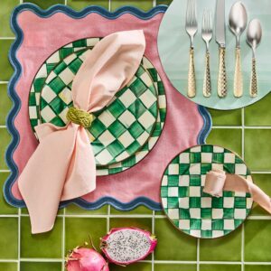 Emerald Check Enamel Dinnerware – Emerald Check, Charger Plate