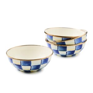Rosy Check Enamel Everyday Bowls, Set of 4 – Royal Check