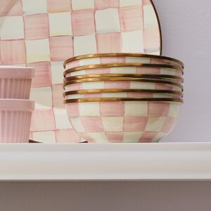 Rosy Check Enamel Everyday Bowls, Set of 4