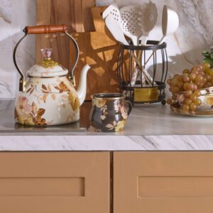 Floral Enamel Mug – Wild Rose Brown, Single