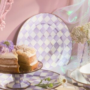 Rosy Check Serving Platter – Violet Check