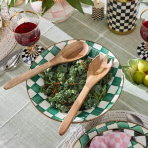 Rosy Check Salad Serving Set – Emerald Check